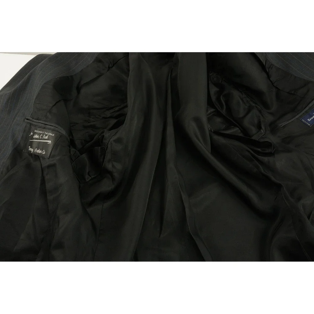 Ermenegildo‎ Zegna 15 Microns Men's 44R Charcoal Gray Blue Stripe Lined Blazer